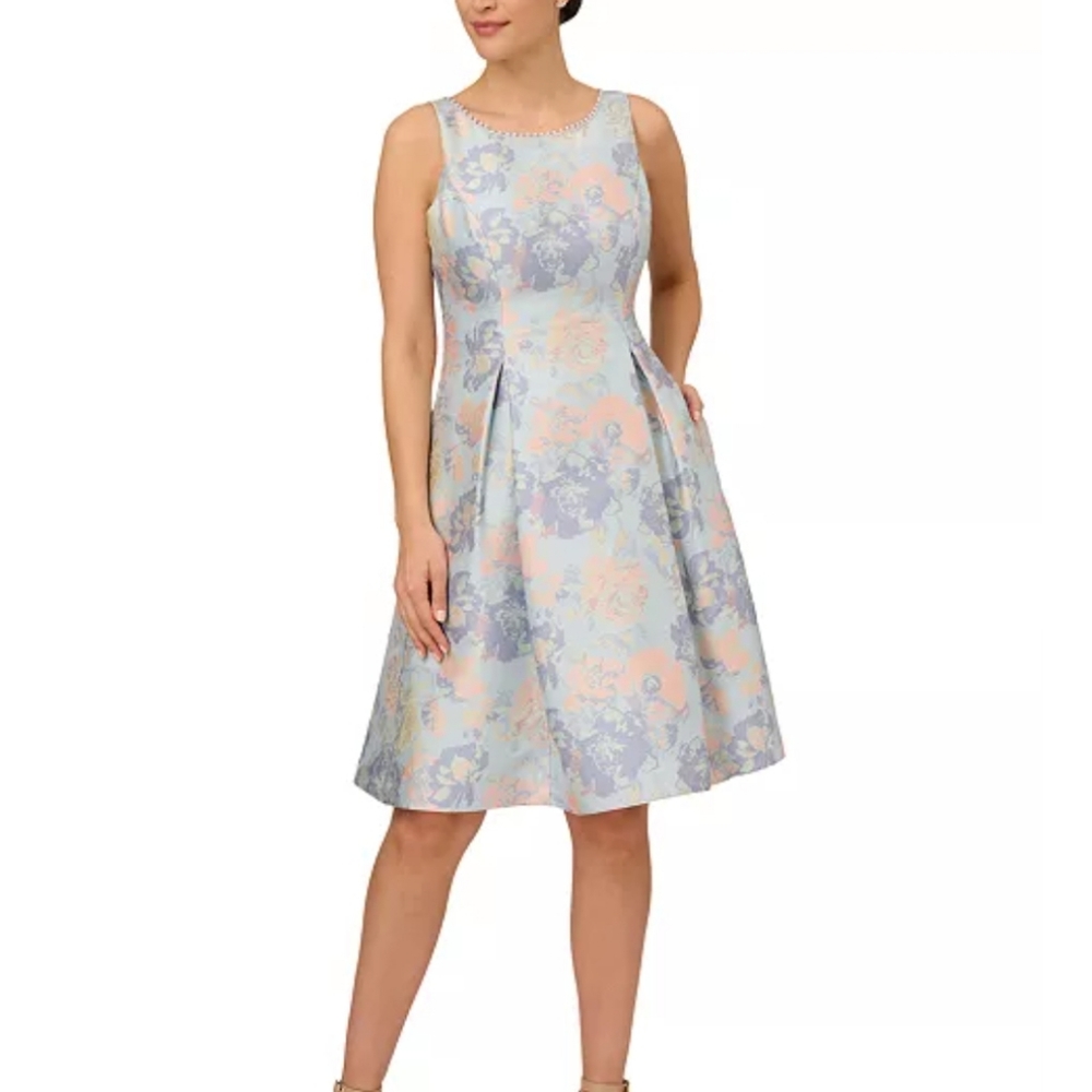 Sleeveless Pastel Floral A-Line Dress